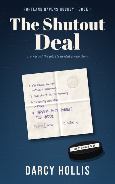Cover of The Shutout Deal by Darcy Hollis: a diner napkin with four handwritten rules and a hockey puck